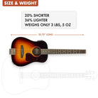 The Traveler Guitar® Redlands Dreadnought Acoustic guitar is 20% shorter and 36% lighter than a standard acoustic guitar.