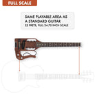 The Traveler Guitar® Pro-Series Hybrid guitar is full-scale, meaning it has the same playable area as a standard guitar. 24.75" scale length neck.