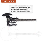 The Traveler Guitar® Pro-Series Mod-X Hybrid guitar is full-scale, meaning it has the same playable area as a standard guitar. 24.75" scale length neck.