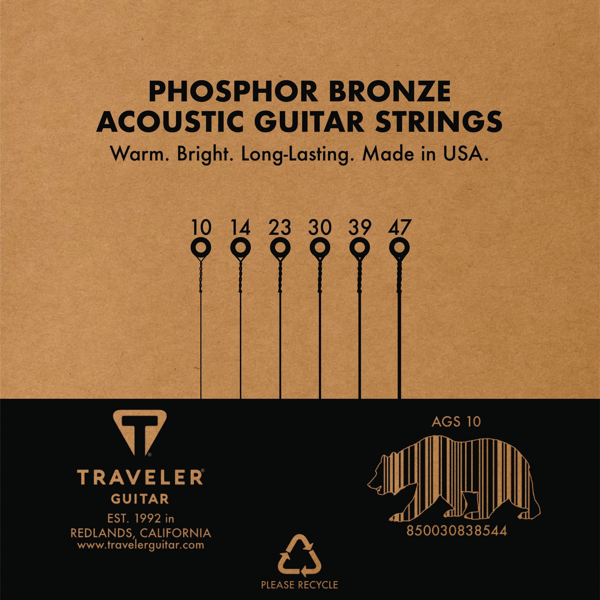 Phosphor Bronze Extra Light Acoustic Guitar Strings-Traveler Guitar®