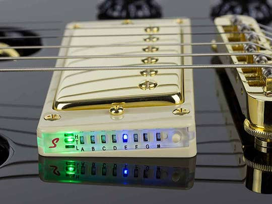 E-Series EG-1 Custom Guitar features a built-in Shadow Electronics E-Tuner pickup ring tuner