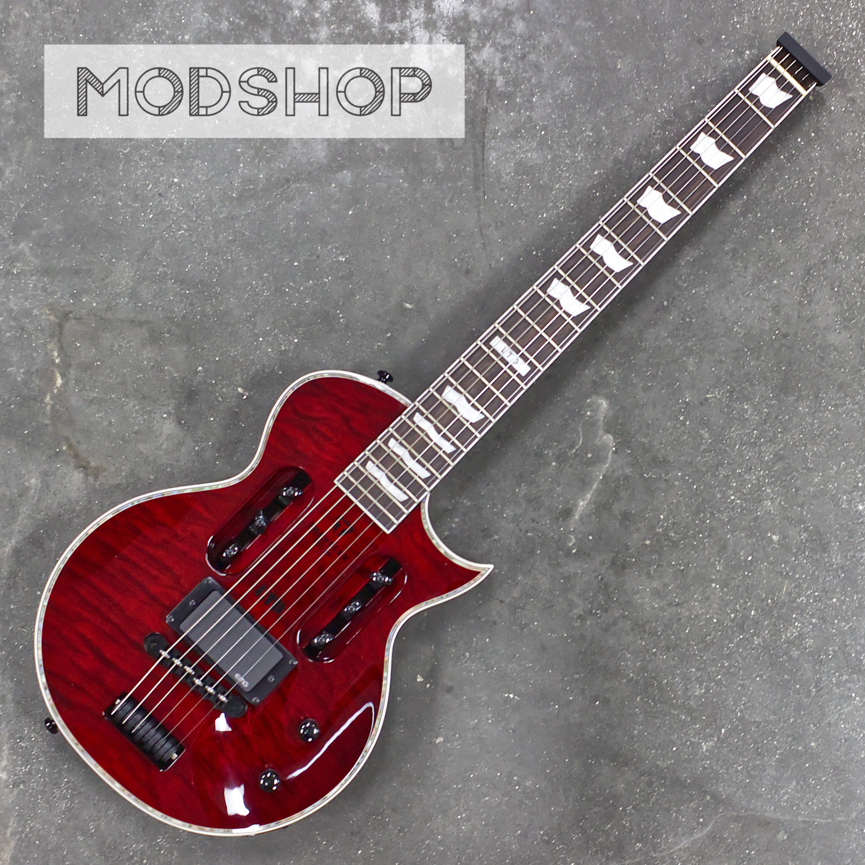 EC-1 Deluxe Mod Shop (See Thru Black Cherry w/ EMG 81)-Traveler Guitar®