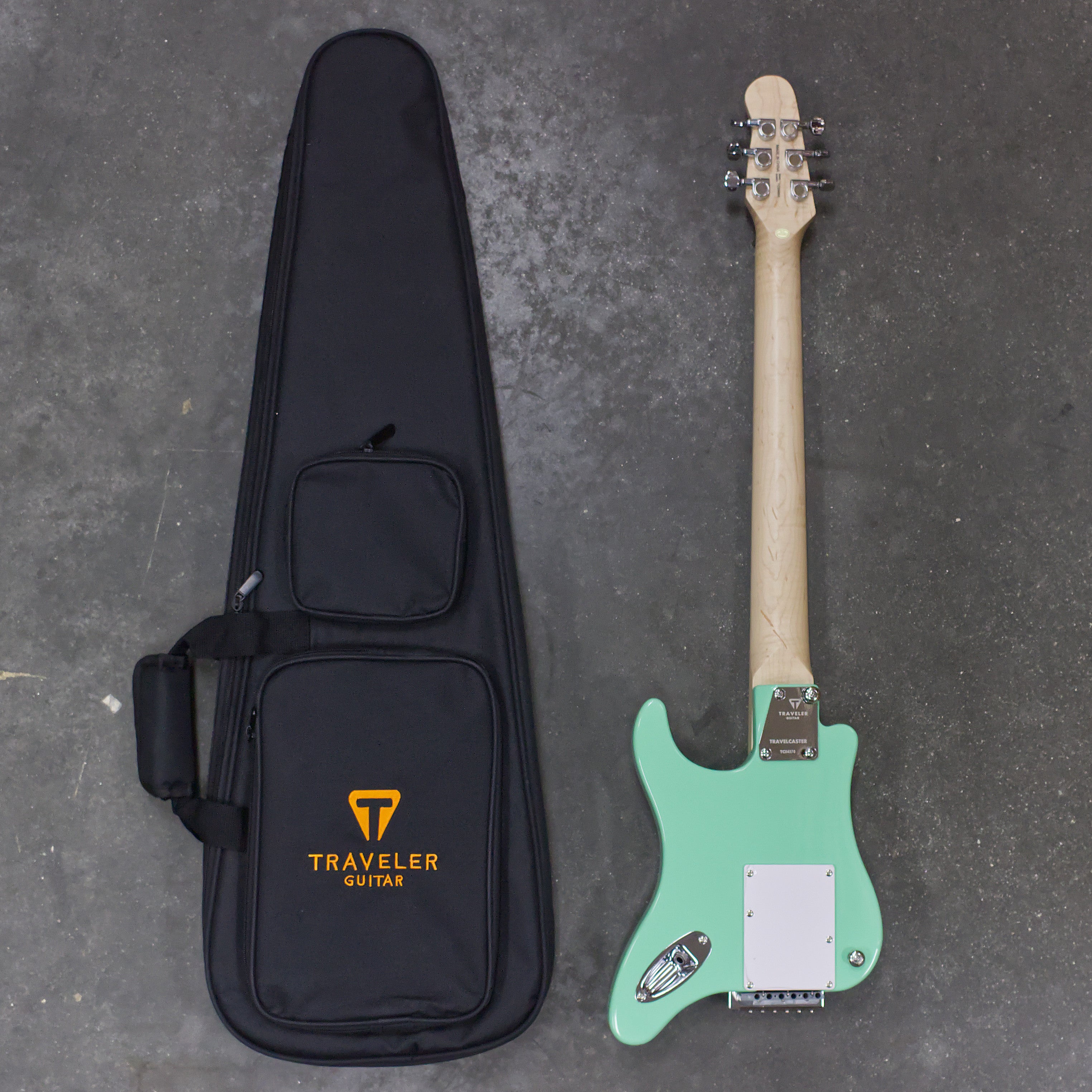 Travelcaster Deluxe Mod Shop (Surf Green/ Flame Maple Neck/ Dual-Rail Humbucker)-Traveler Guitar®