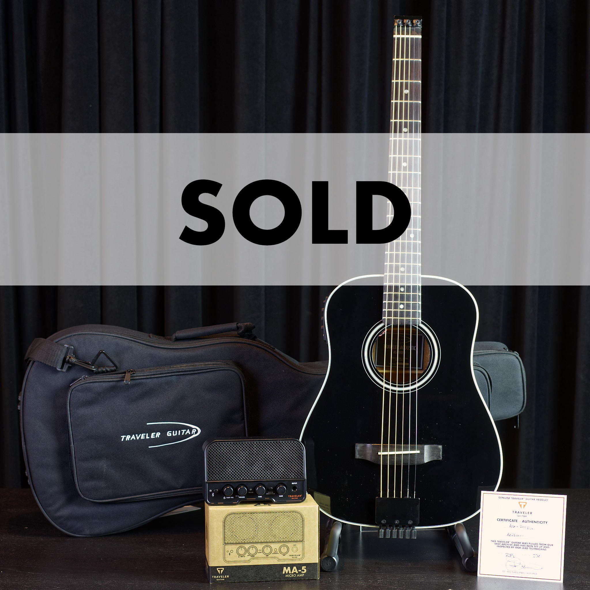 AG-200EQ (Gloss Black) Acoustic-Electric Guitar-Traveler Guitar®