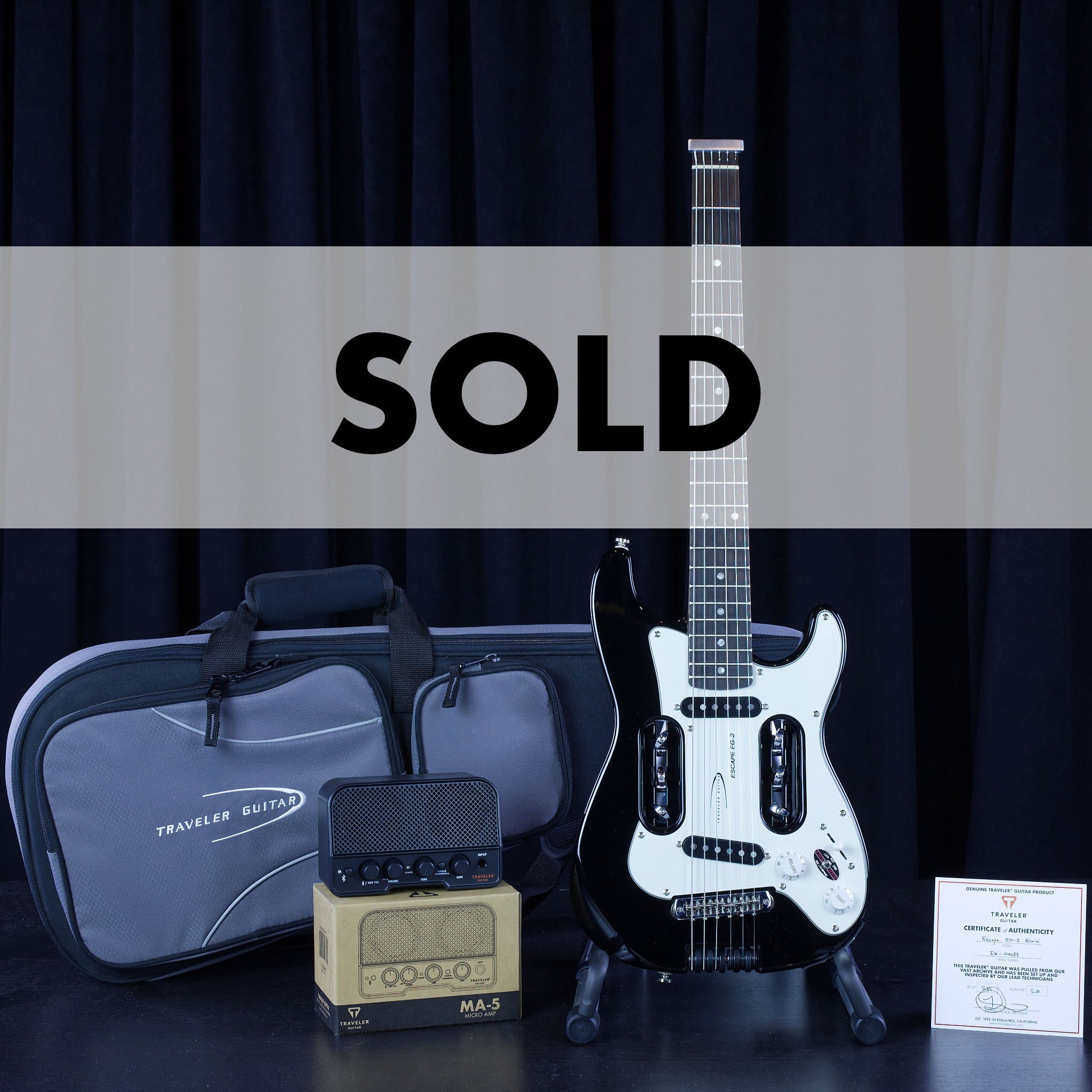 Escape EG-2 (Gloss Black & Rosewood)-Traveler Guitar®