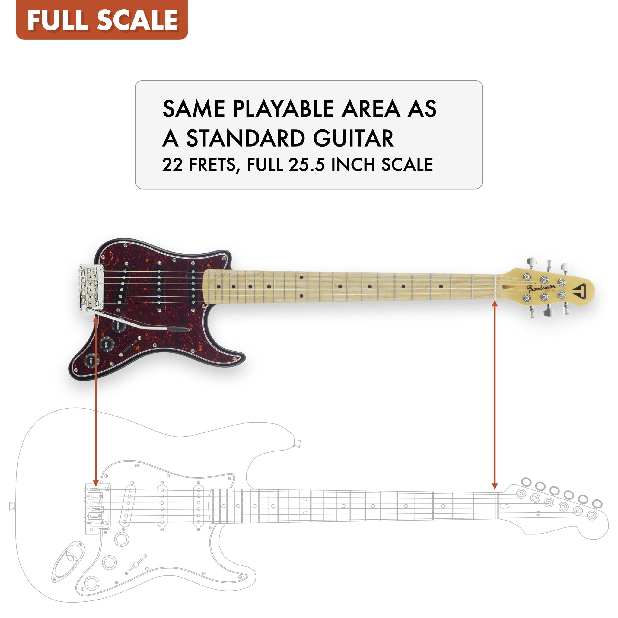 B-Stock Travelcaster Deluxe (Black/Tortoise/Maple)-Traveler Guitar®