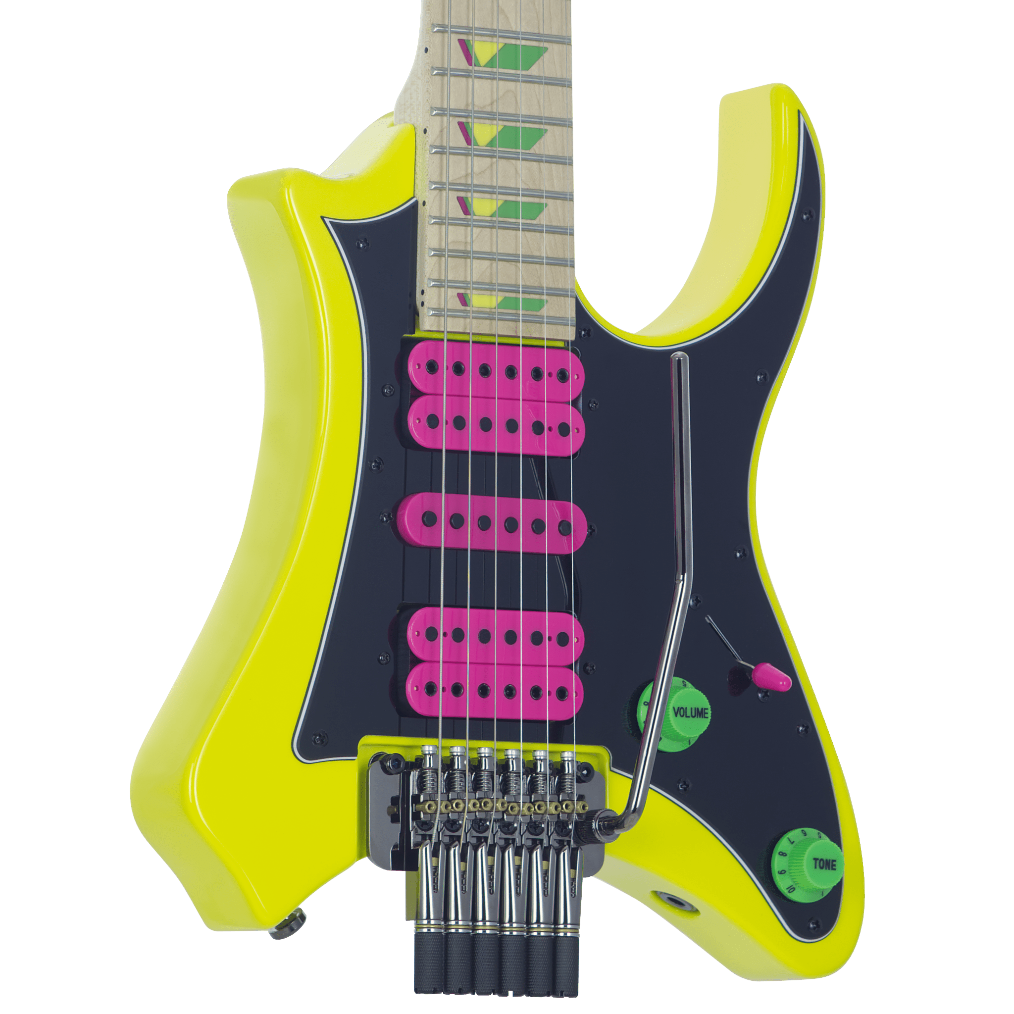 B-Stock Headless Vaibrant® Deluxe V88XHL (Electric Yellow) Electric Guitar