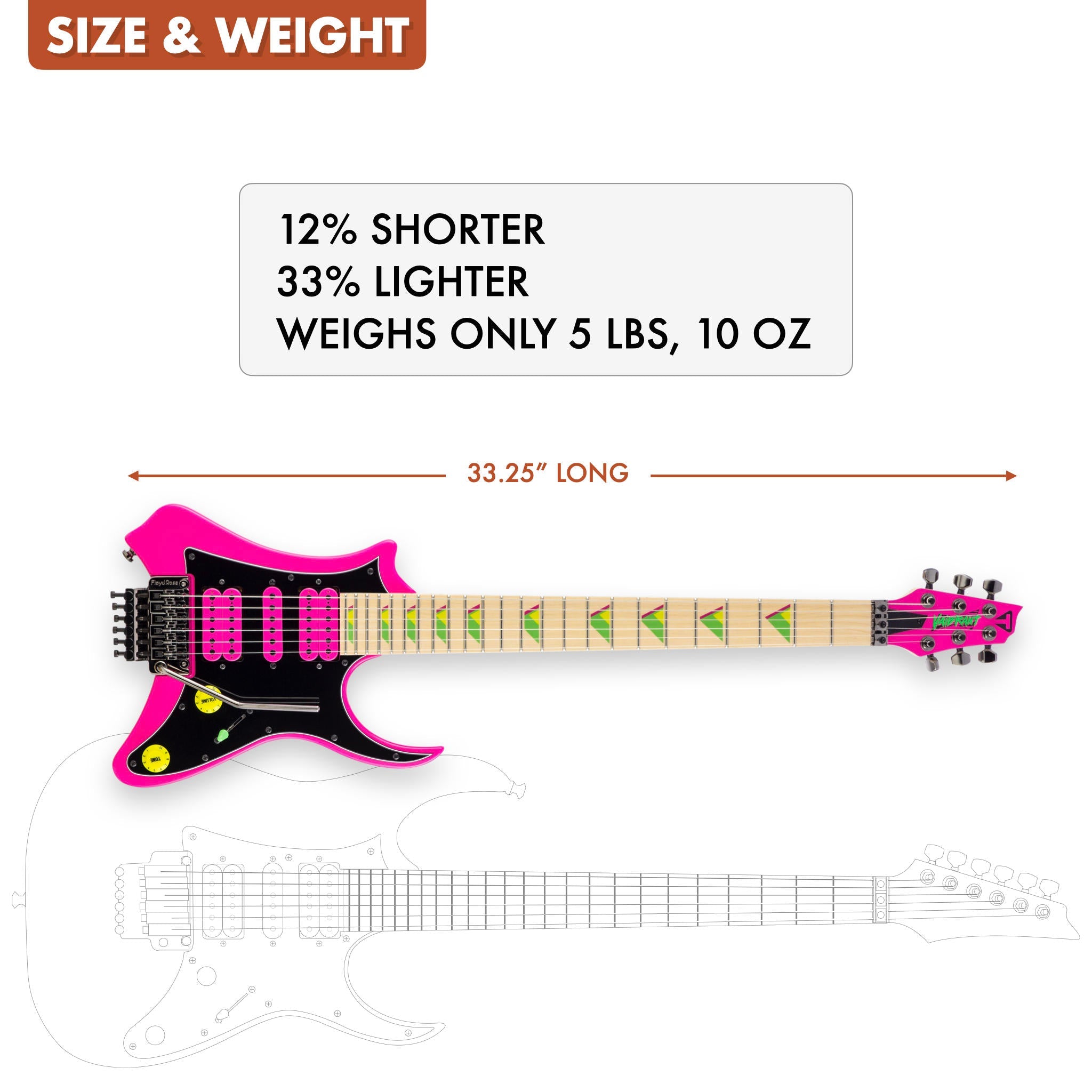 Used Vaibrant® Deluxe V88X (Hot Pink) Electric Guitar