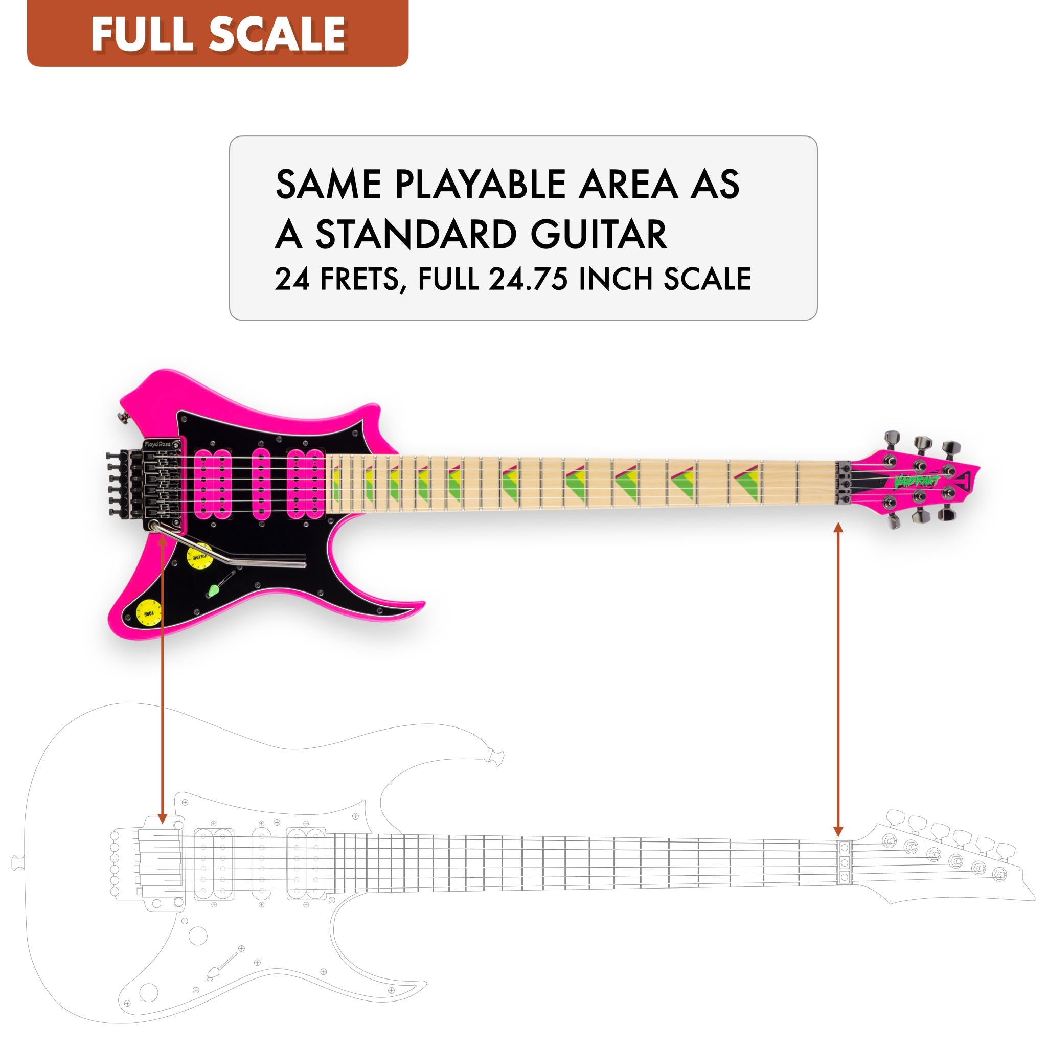 Used Vaibrant® Deluxe V88X (Hot Pink) Electric Guitar