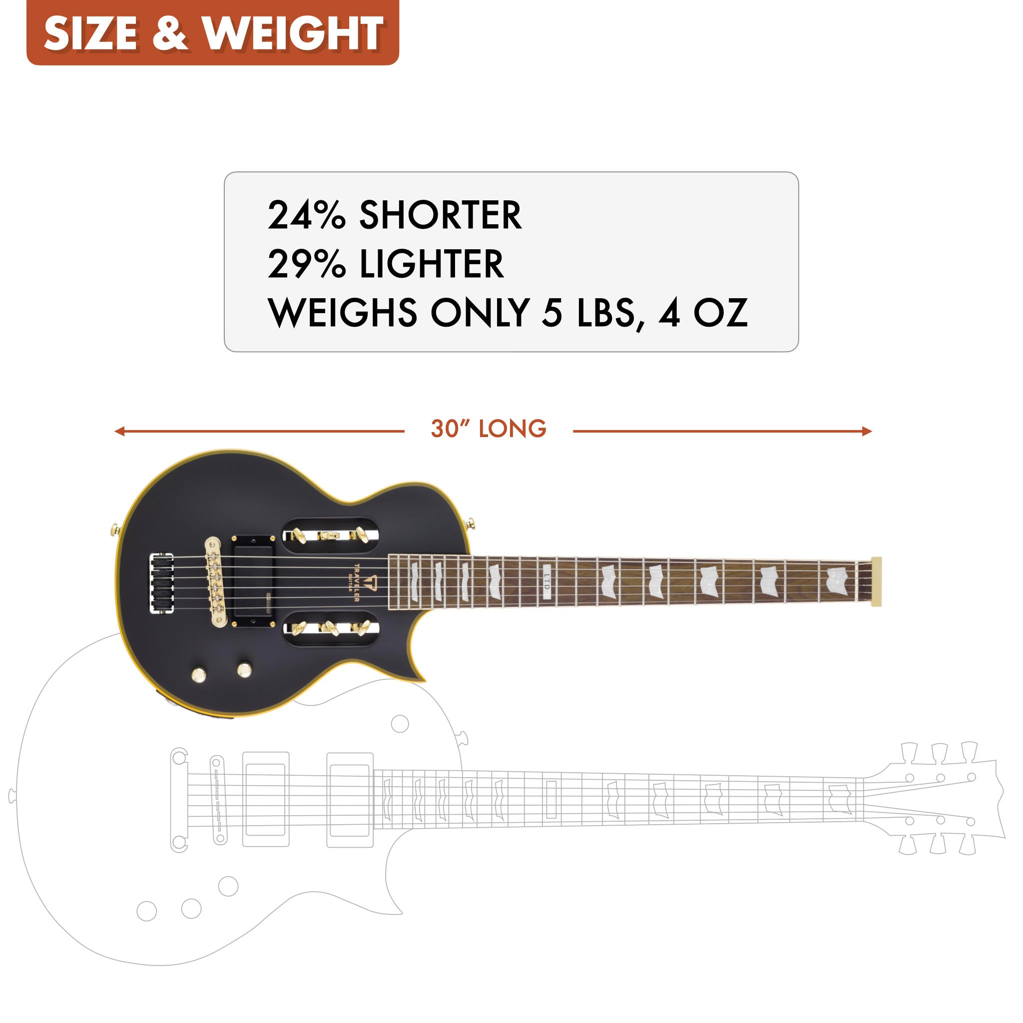 Traveler Guitar トラベラーギター EG-1 Standard EG-1 Blackout (Matte Black) - Full-Scale Electric Guitar