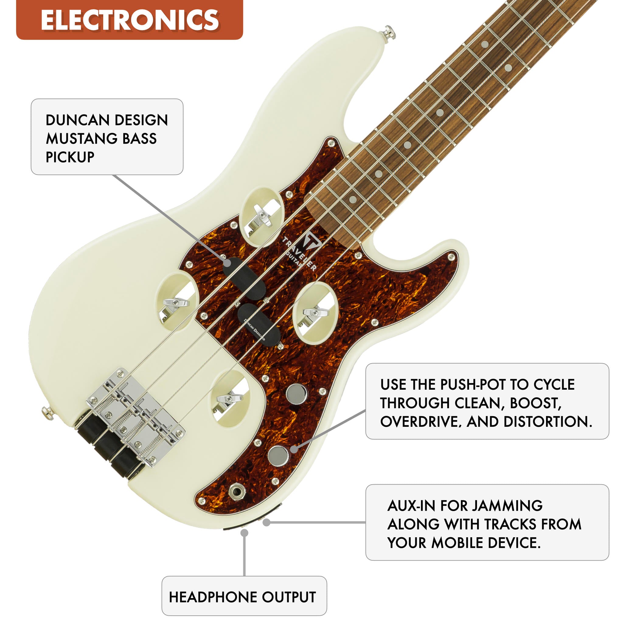B-Stock Traveler Guitar TB-4 P-Bass (Pearl White) Electric