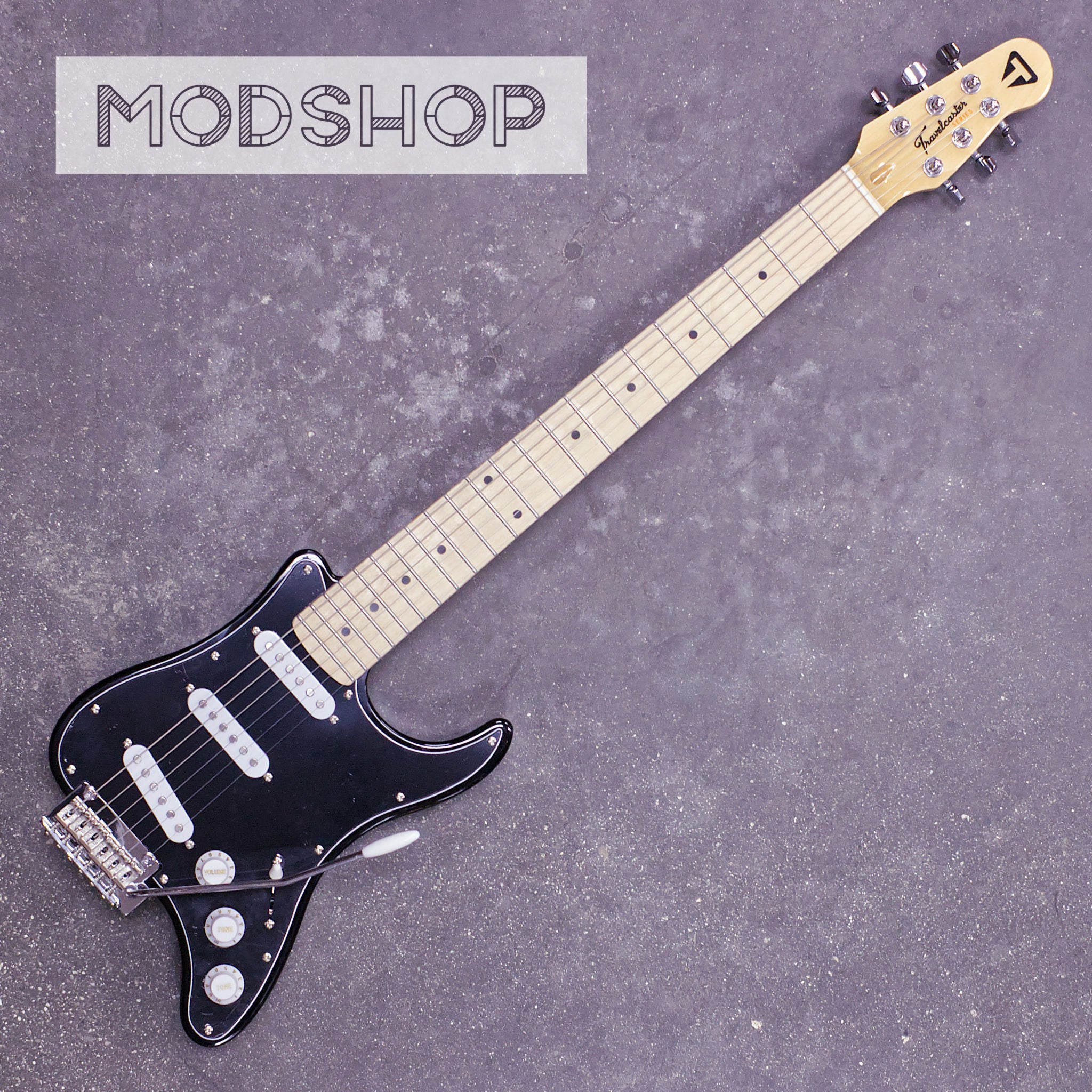 Travelcaster Deluxe Mod Shop (Gloss Black/ Maple Fretboard)-Traveler Guitar®