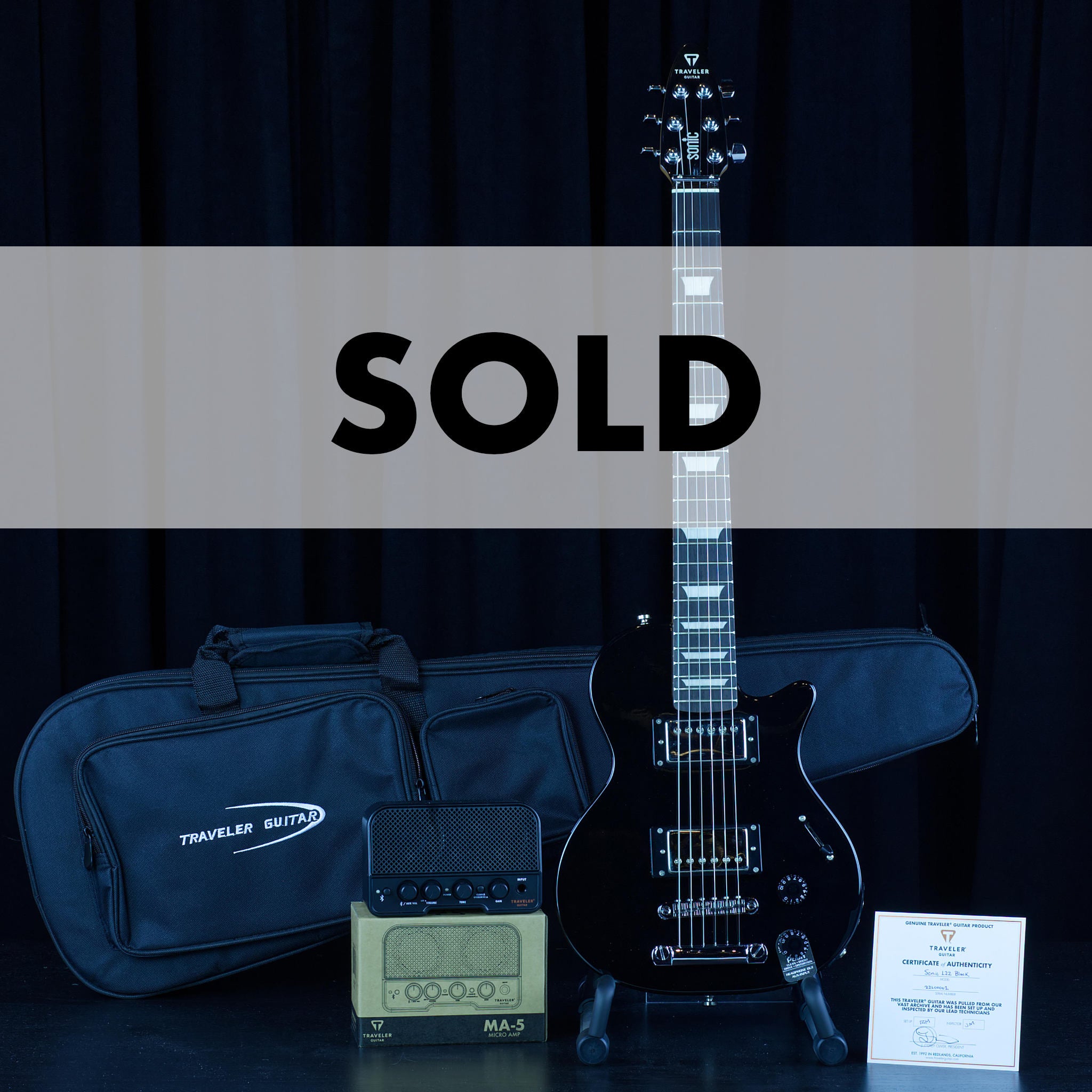 Archive-Sonic L-22 (Gloss Black) – Traveler Guitar®