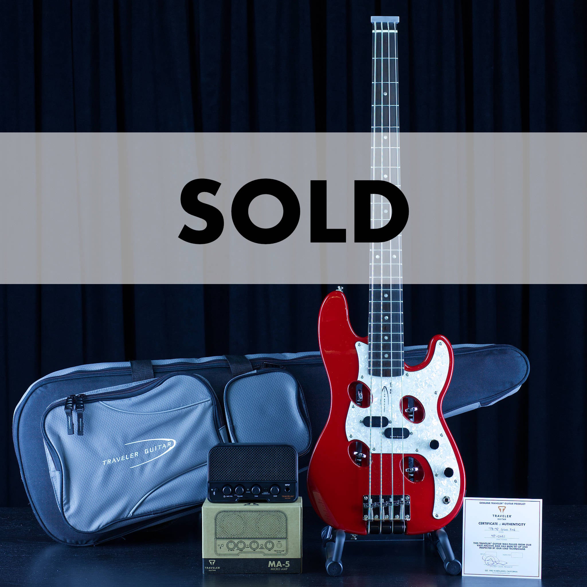 Traveler Guitar TB4P Bass (Gloss Red) Electric Bass Guitar with