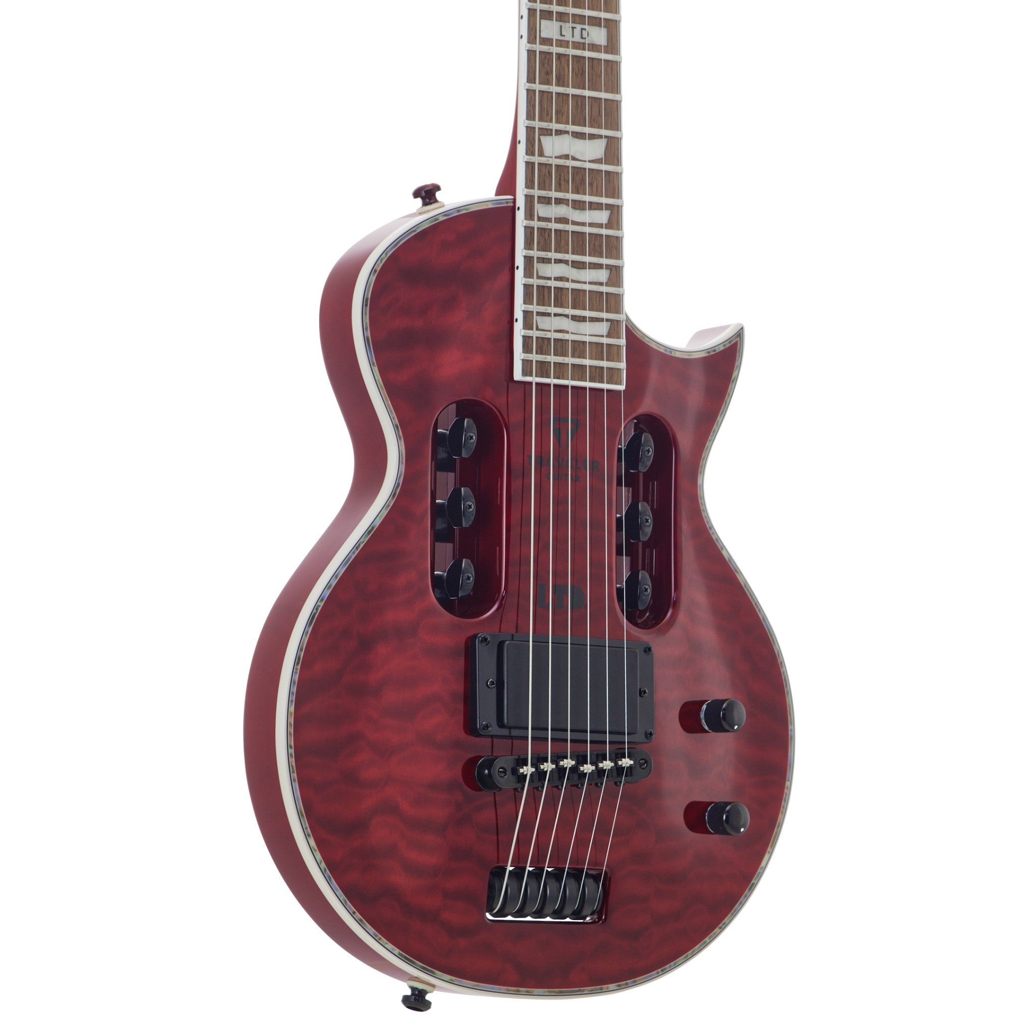 LTD EC-1 Deluxe (See Thru Black Cherry) Electric Guitar - Traveler Guitar® (front detail)