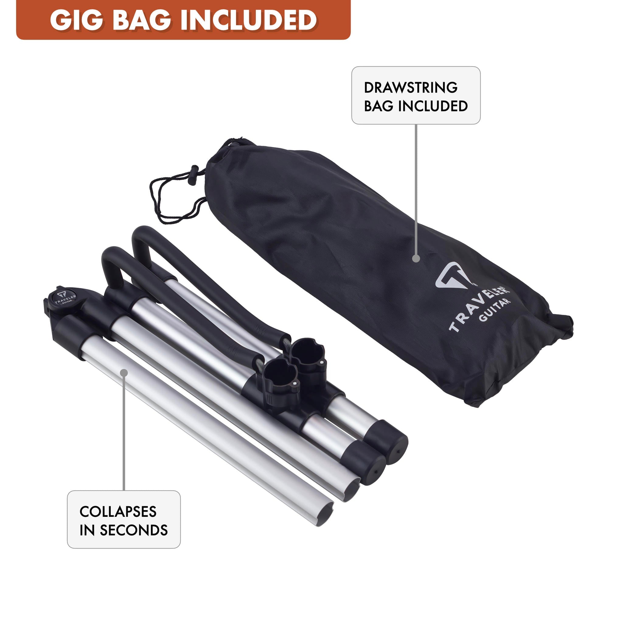 Portable Folding Guitar Stand with Gig Bag Accessory