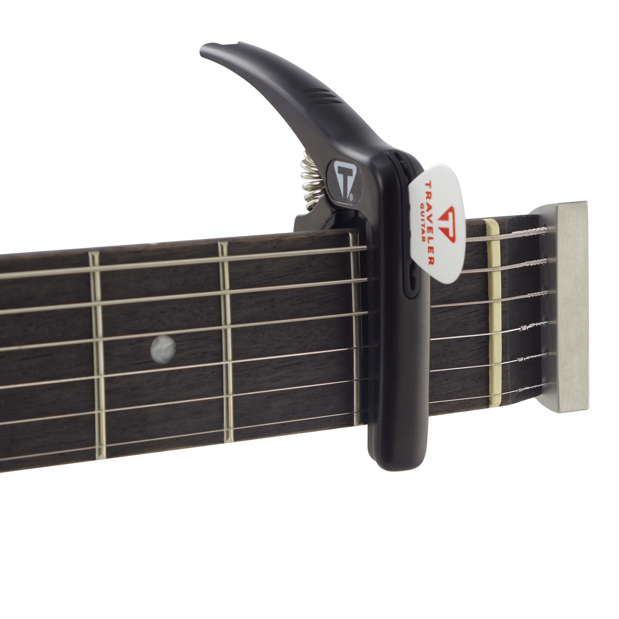 Universal Capo with Pick Holder, Bridge Pin Puller, & Gig Bag Accessory