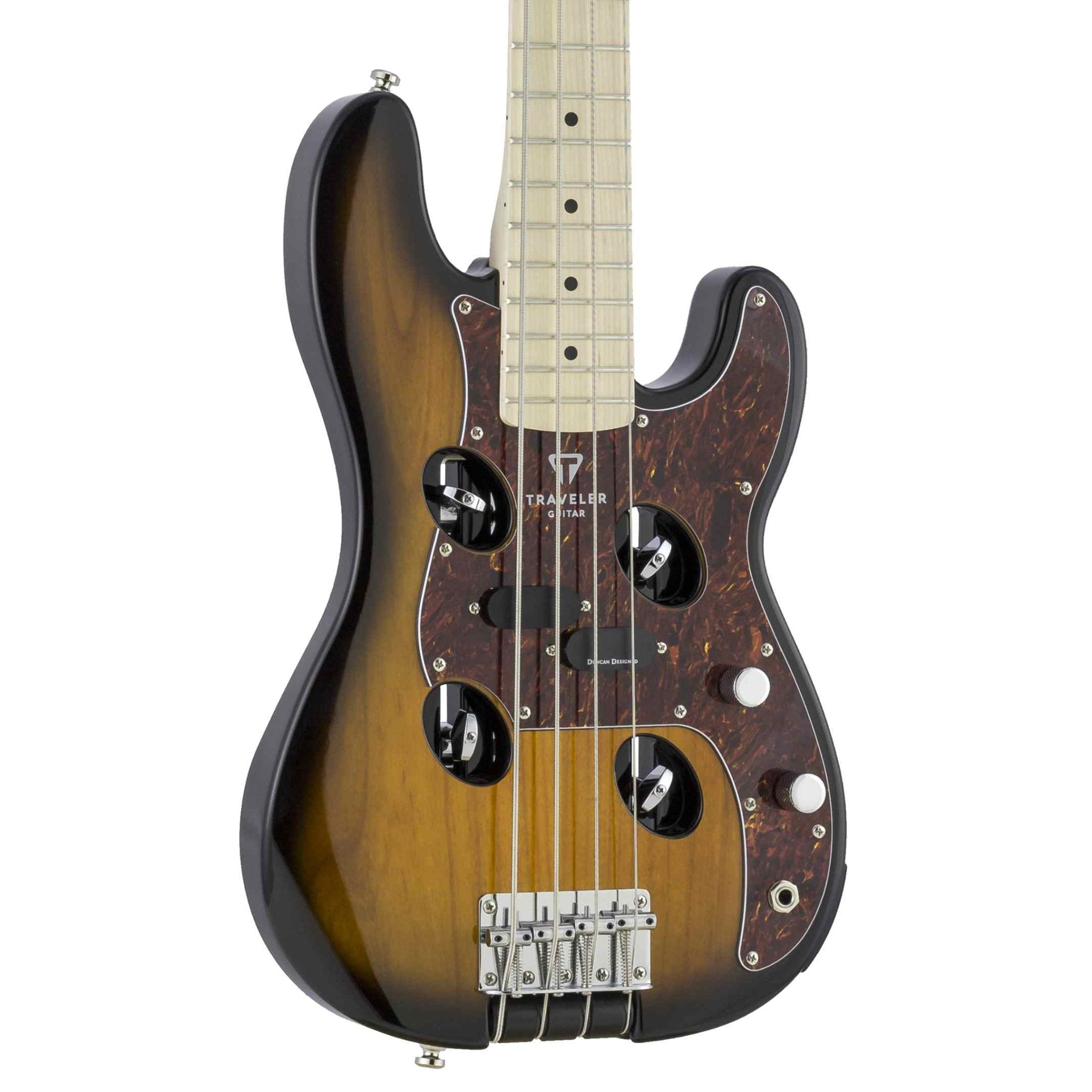TB-4P Bass Guitar-Sunburst/ Maple-Traveler Guitar® (front detail)