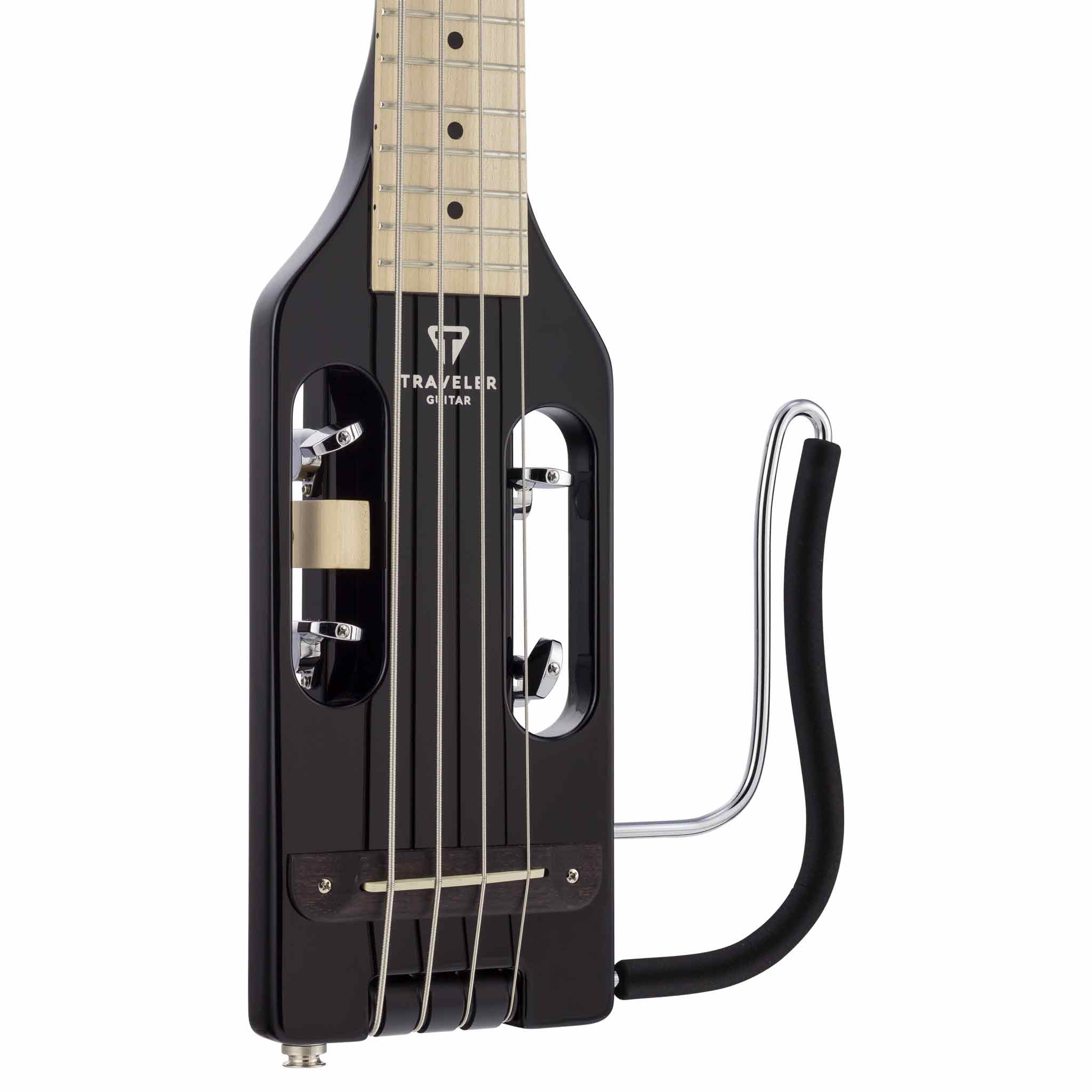 Ultra-Light Bass Guitar-Gloss Black-Traveler Guitar® (front detail)