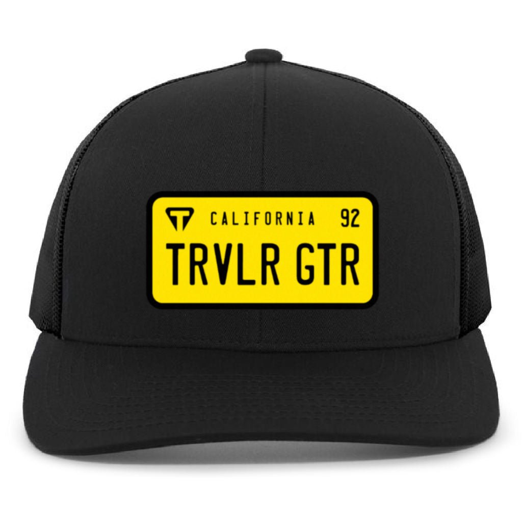 Traveler Guitar Origin License Plate Trucker Snapback Hat Apparel